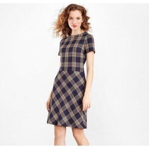 Brooks Brothers Womens blue Plaid Wool Dress size 6 60s 70s style Preppy